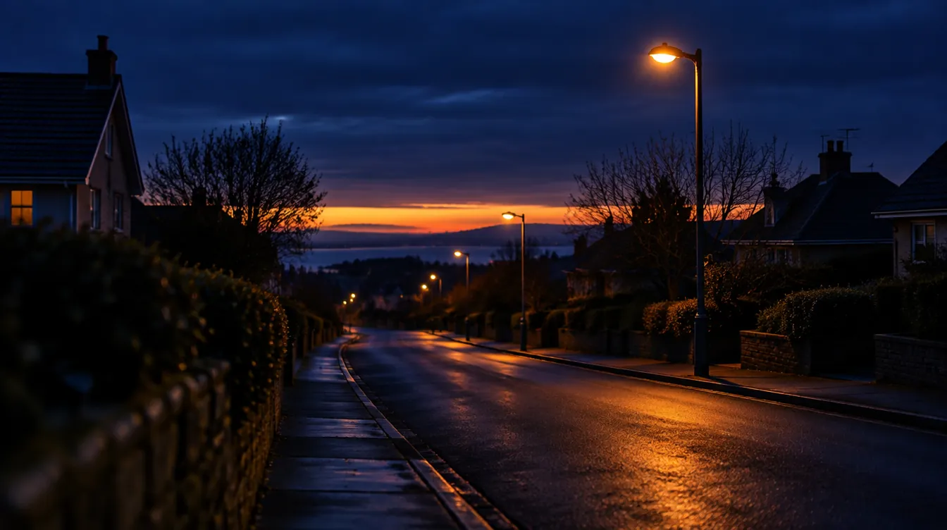 An empty street before sunrise